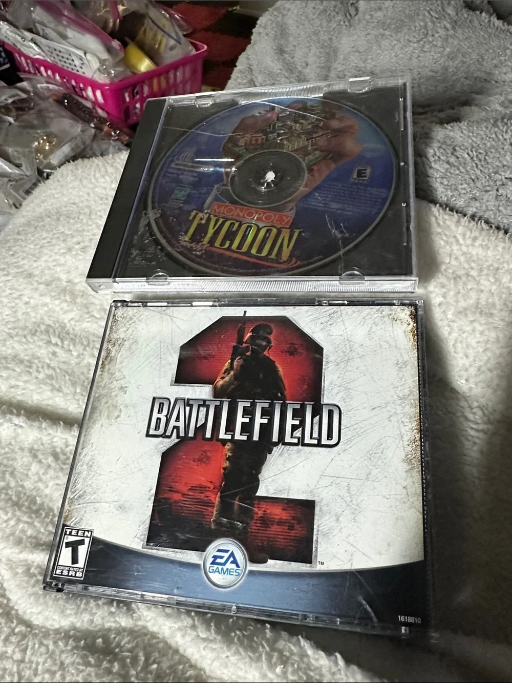 Battlefield 2 -Video Game(disc #4 missing)& Monopoly TYCOON(case broken)